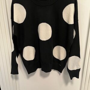 T Tahari Black Sweater with Large White Circles. Size S